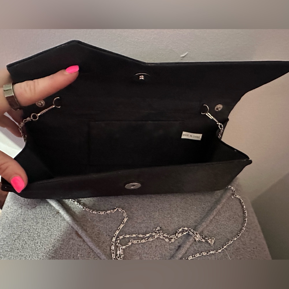 Chic Black and Silver Studded Clutch - Picture 3 of 3